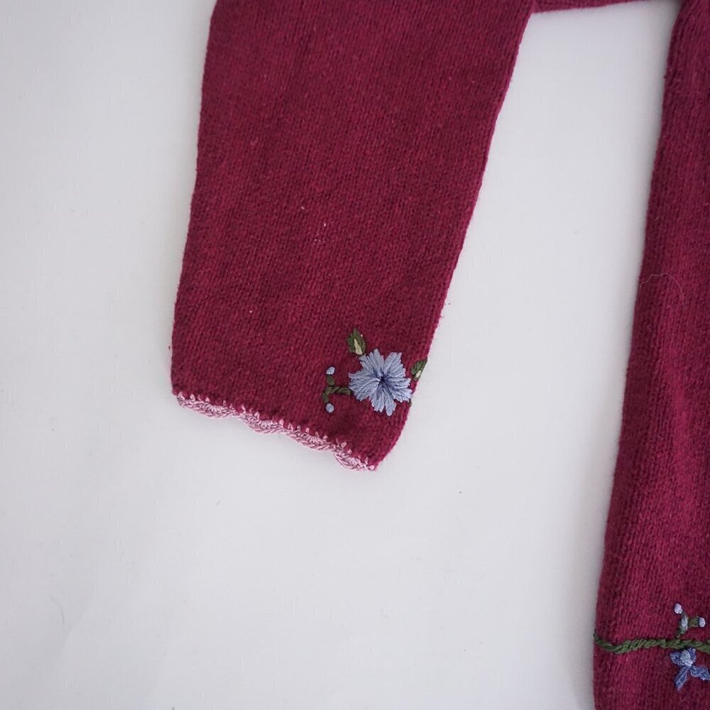 Vintage 90s Bobbie Brooks Floral Embroidered Sweater Cottagecore Grandmacore 16 - Picture 10 of 11